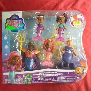 6 Piece Disney Ariel Royal Family Figure Set - Purple, Blue, Pink